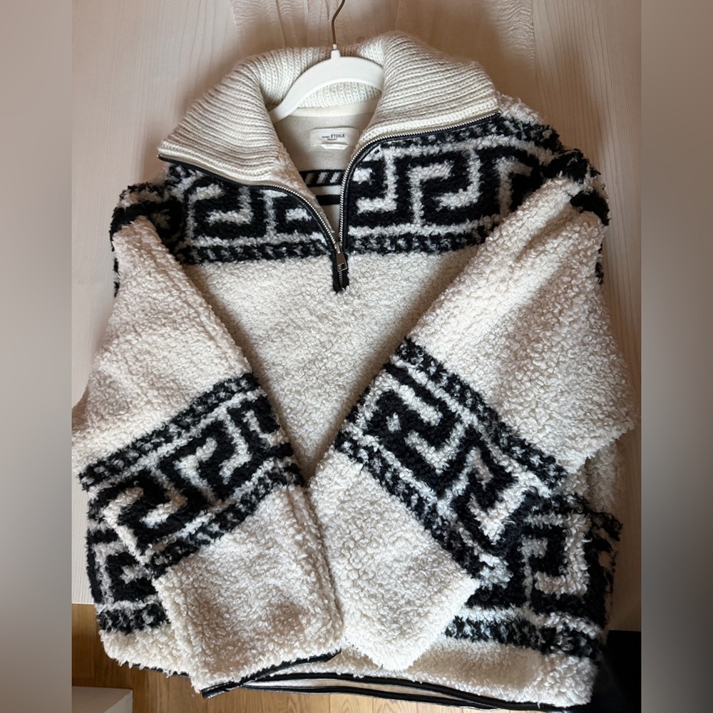 Isabel Marant Black and Cream Turtleneck Zip